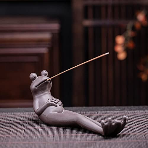 GImLY Grenouille créative brûleur d'encens bâton Grenouille à Longues Pattes Sculpture Porte-encens Figurine pour décoration de Yoga