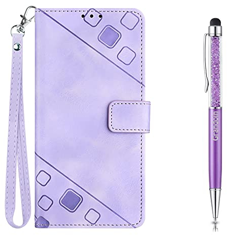 Grandoin Kompatibel mit Vivo Y17/Y15/Y12/U10/Y11/Y3 Hülle, Handyhülle Lederhülle Klappbar Handytasche Flip Case Cover Stoßfeste Klapphülle Tasche Magnet Kartenfach Standfunktion Schutzhülle (Lila)