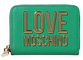 Love Moschino Geldbörse mit Reißverschluss für Damen Marke, Modell JC5613PP1GLI0, aus Kunstleder., grün, Taglia Unica, Mit Reißverschluss