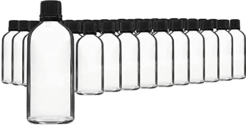 HandsUnity 100ml-70pcs of Dropper Insert Bottle - Small Clear Glass Bottle Apothecary Glass set with Black Dropper Insert Cap made of Transparent Glass set including 5 auxiliary Accessories