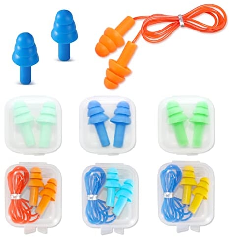 6 Paia Tappi orecchie in silicone - Tappi Orecchie per Dormire - Tappi orecchie per Nuoto - Tappi orecchie per Sonno - Riduzione del rumore, protezione dell'udito, impermeabilizzazione