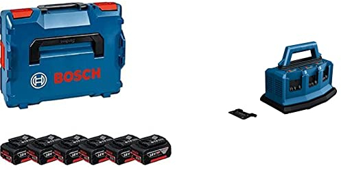 Bosch Professional Set Batteries du 18V System : 6 Batteries GBA 18V 4.0 Ah & Professional 18V System Multi-Chargeur Rapide Gal 18V6-80