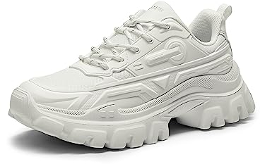DREAM PAIRS Womens Road Running Shoes, Women's Trainers Platform Lace-Up Comfortable Dad Sneakers SDFN2368W,Size 9,White,SDFN2368W