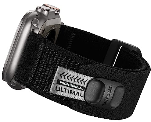 ULTIMAL Compatibile con Apple Watch Cinturino 45 mm, 44 mm, 42 mm, 49 mm, elastico in nylon, chiusura in velcro per Apple Watch serie Ultra/9/8/7/6/5/4/3/2/1/SE nero