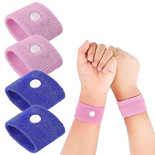 Akupressur Armband,2 Paar Anti-Übelkeit Armbänder Reisekrankheit Bänder Akupressurband Wristbands, für Kinder Erwachsene Meer Wagen Flug Ausflug Schwangerschaft