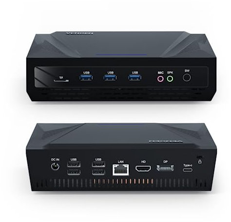 VENOEN Core i5 1240P 12th génération Mini PC Ordinateur de Bureau, Windows 11 Pro, 64 Go de RAM DDR5 1 to SSD, HD-MI, DP, Sortie 4K, Type-C, Gigabit Ethernet, WiFi Double Bande, BT4.2, Petit boîtier.