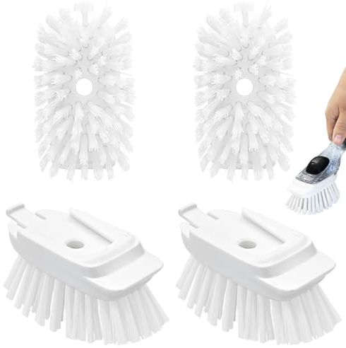 4 Pack Dish Brush Refills, Brush Dispenser Refill Fits Soap Dispensing Handle, Soap Dispensing Brush Replacement Head