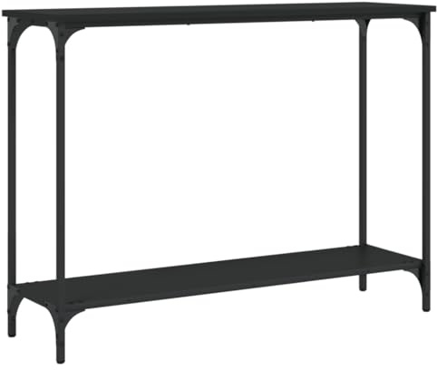 vidaXL Konsolentisch, Beistelltisch mit viel Stauraum, Wohnzimmertisch Tisch mit verstellbaren Beinen, Ablagetisch Flurtisch, Schwarz Holzwerkstoff