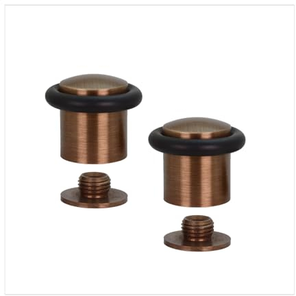 EVI Herrajes I-18024X302U Türstopper | 2er Pack | 34 x 30 mm | Gewindebasis | Messing Leder | inkl. Schraube + Klemmdübel | EVI Herrajes I-18024X302U