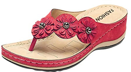 pvucpot Sandale Plateforme Femme Été Tongs Confort Rétro Compensé Slip on Sandales de Plage Semelle Epaisse Antidérapantes à Bout Ouvert pour Femmes Nu pied Pantoufles Chaussons Sandales Plage