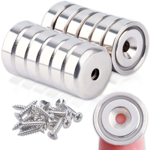 Magnete Stark mit Loch, Rund Neodym Magnete Extra Stark, 16mm Runder Magneten Starker Halt zum Schrauben, Magnete Stark zum Anschrauben, Magnet zur Befestigung und zum Halten Von Werkzeugen, 12 Stück