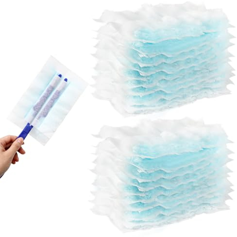 VEGCOO 40 Pcs Recharges Plumeau, Recharges de Plumeaux Jetables avec 1 Poignée, Plumeau Électrostatique Jetable Compatible avec Plumeaux Swiffer