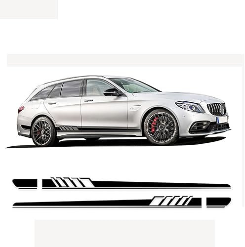 Auto Karosserie Seitenstreifen Aufkleber für BMW F20 F22 F45 F30 F32 F10 G30 G32 F36 M3 M4 F12,Seitenschweller Grafik Aufkleber Türverkleidung Vinyl Dekoration.,A-Black