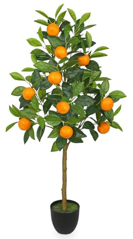 Oairse Plantas artificiales grandes de 90 cm, naranjo, planta artificial, árbol grande en maceta, árbol artificial para interior y exterior, decoración moderna, decoración para baño, salón, dormitorio
