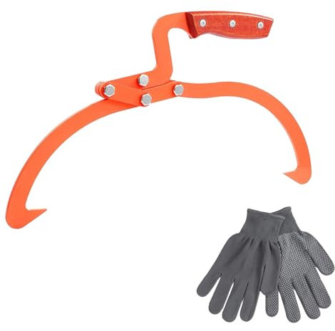 Bekasa 20 Log Skidding Tong, Logging Tongs Log Lifting Grapple Hook 2 Claw Skidding Tongs with Non-Slip Grip Heavy Duty Steel Lumber skidding Tong Up to 330lbs, Handling,Dragging Carrying Tool