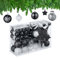 Relaxdays Weihnachtskugeln 101er Set, Kunststoff, Weihnachtsbaumdeko mit Kugeln, Spitze, Christbaumschmuck, schwarz/weiß