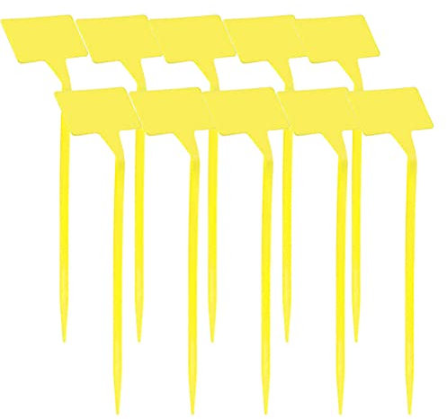 XUEYEGONGJI Plante d'identification Plaque de Jardin en Plastique Tags T-Type Étiquette de Plante Marker de pépinière réutilisable pour graines 10 pcs Jaunes