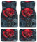 Lot de 4 tapis de sol universels pour SUV, camions et voitures Motif rose rouge et noir