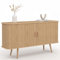 IDMarket - Anrichte 140 cm Romie 2 Schiebetüren, Latten, Holz, Farbe Eiche