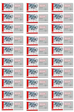 Novus Standardheftklammer 24/6, verzinkt, 1000 Stück pro Packung (30x1000), 6mm, für Papierstapel bis 25 Blatt