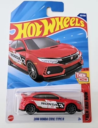 Hot Wheels 2018 Honda Civic Type R [Rot], Then and Now 3/10, 123/250, Maßstab 1:64, Druckguss-Auto