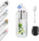SASMoiyug Glasflasche1,5 liter,Wasserflasche mit Filter & Bürste,Transparent Borosilicate Glas Trinkflasche, Auslaufsichere Sport Glasflasche für Fitness, Wandern, Camping, Schule & Büro (White)