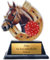 EBERiX · Reitsport Pokal · Wunschgravur inklusive · Trophäe mit Pferdekopf & Hufeisen aus Acryl auf schwarzem Sockel · 10 cm leicht & stabil · personalisierbar