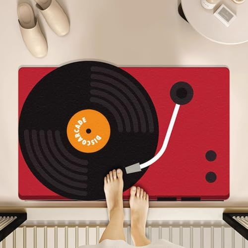 KRIPINC Musik-Schallplatte Kieselgur Badematte, Badteppich, Stil C 60x90cm | Badvorleger Rutschfest Waschbar Saugfähige, Duschteppich, für vor der Badewanne Wohnzimmer Schlafzimmer, für Musikliebhaber