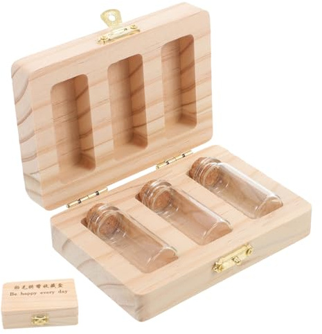 Fötalhaarflasche mit 3 Flaschen und Glas für Erinnerungsstücke | Aufbewahrungsbox, Nabelschnur und Milchzähne Sicher Verwahrt, Hängbar an Wand oder Vorhang