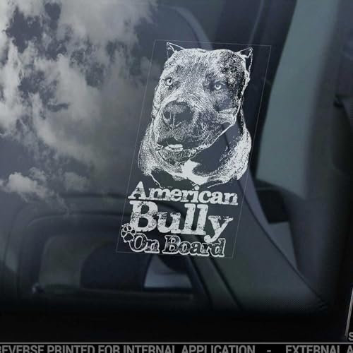 Madcolitote American Bully on Board Auto-Fensteraufkleber, Vorsicht vor dem Hund, Bullterrier, Vinyl, gestanzt, lustiger Stoßstangen-Aufkleber, Geschenk für Hunde und Haustiere