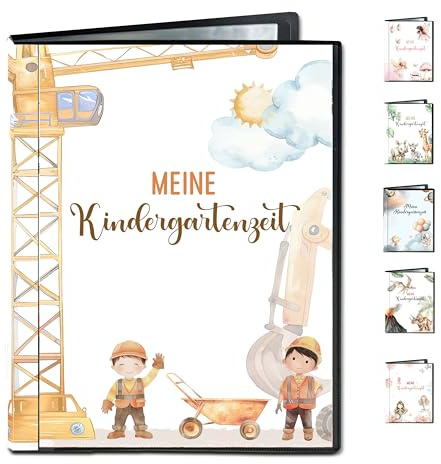 Minilino Kindergartenmappe 20 Premium Klarsichthüllen A4 [SCHUTZ UND AUFBEWAHRUNG VON BILDERN] Dokumentenmappe für die wichtigen Bilder | Ordner für die Erinnerung (Baustelle)
