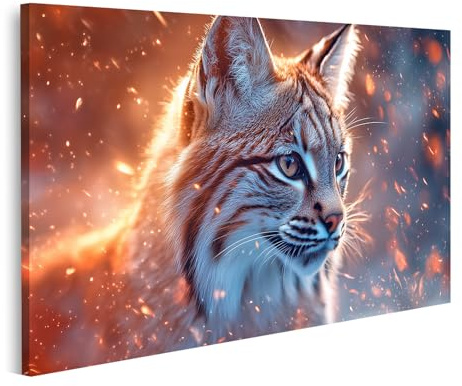 islandburner Bild auf Leinwand Magischer Luchs im leuchtenden Abendlicht mit Funkenflug Bilder Wandbilder Poster