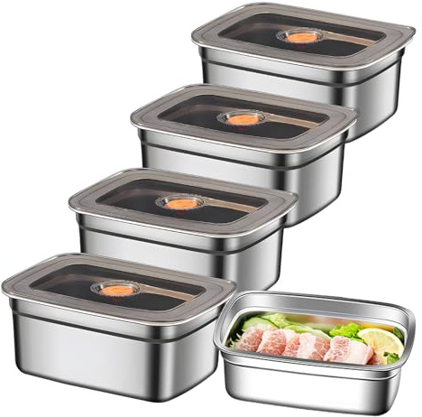 4 Stück Frischhaltedosen Mit Deckel, 1000ml Edelstahl Frischhaltedosen Mit Deckel, Edelstahl Behälter Mit Deckels, Edelstahldosen Mit Deckels Für Käse, Aufschnitt, Fleisch Spülmaschinenfest, Stapelbar