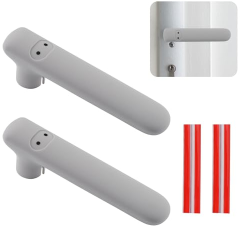 UFURMATE 2Pcs Door Handle Covers, Cute Silicone Handle Gloves Anti-Static & Anti-Collision Safety Doors Knob Protectors for Flat Square Door Levers(Gray)