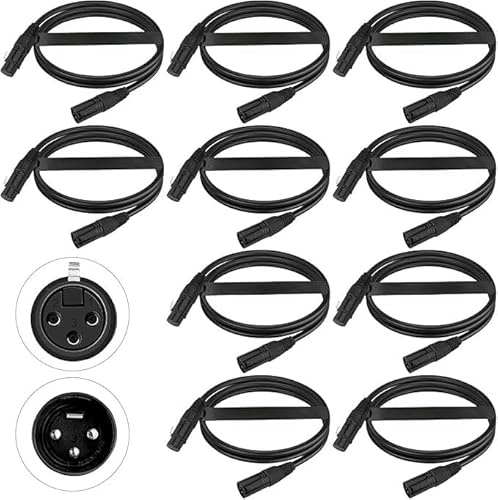 Confezione da 10 cavi DMX da 2 m a 3 pin, set di cavi XLR a 3 poli, cavo di collegamento segnale DMX, cavo di connessione segnale DMX, cavo DMX Light Cable, connettore Cannon per controllo luci DMX