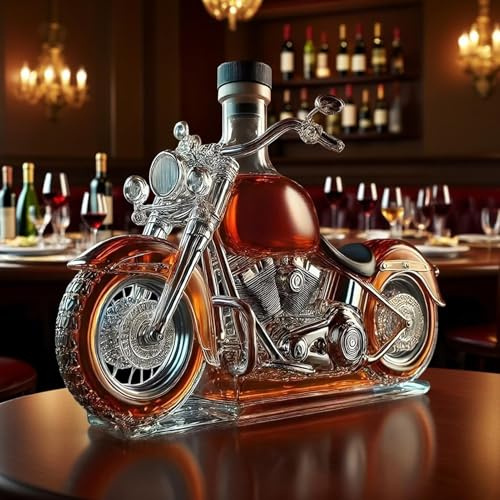 Glasflasche Motorrad Whisky Dekanter, 300ML Lustige Motorradform Whiskey Weinflasche, Weindekanter Getränkeflasche Für Whisky Champagner Vodka Kitchen Restaurant, Geschenke Für Whiskyliebhaber
