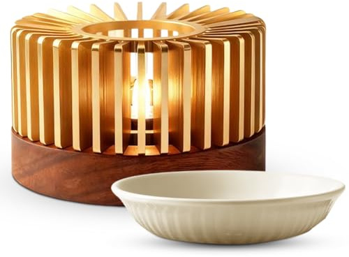 Duftlampe für ätherische Öle & Teelicht Heizung, Aroma Diffuser mit Keramikschale, Ø11cm aus Aluminium - Teewärmer, Candle Warmer, Steckdose Alternative für Scentsy, Wachs Aromatherapie