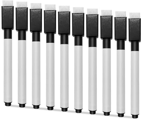 Vibronova Whiteboard Marker 10 Stück - Abwischbarer Folienstift Magnetisch, Schwarz Dry Erase Marker für Whiteboards Memoboard Flipchart (11.5 * 1cm)