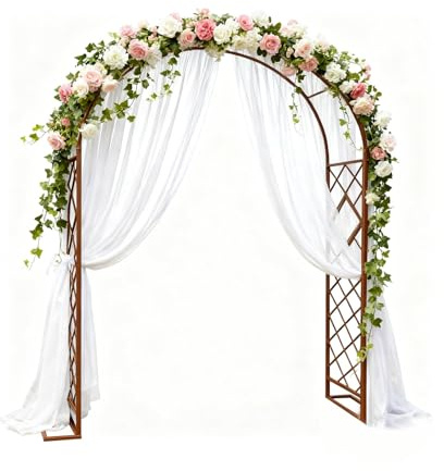 Rosenbogen Aus Metall Torbogen Rankhilfe Verzinkt Gartenbogen Pergola Spalier Tor Für Rosen Blumen Garten Terrasse Pflanzen Rankhilfe Rankgitter Rosengestell Rankbogen(Copper,W180xH230xT40cm)
