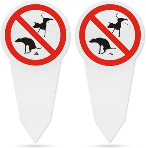 2 Pièces Déjection Canine Interdite 30 x 15 cm, Panneau Chien Crotté | Panneau en PVC avec Piquet de Terre, Panneau Anti-Crotte de Chien, Pas de Panneau de Toilette pour chien, Jardins