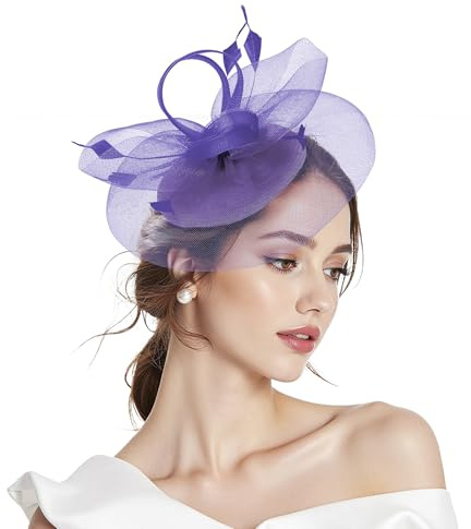 Zando Fascinators for Women, Headband Fascinator Hat with Clip, Elegant Fascinators for Weddings & Mother of the Bride
