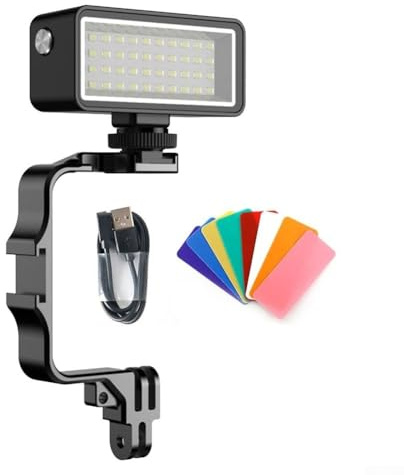 Dolvitrny Unterwasserfotografie-Licht für Action-Kameras, wasserdichtes Tauchlicht, 40 m, IPX8, Kaltschuh-Halterung, kompatibel mit DJI für Osmo Action für Xiaomi Yi, ABS (für + Halterung)