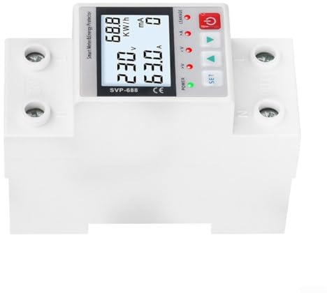 Smart WiFi spänningsskydd 63 A justerbar (SVP-688) | för tuya appstyrning, 140–210 V underspänning, för smart hem, 63 A max last, LCD-skärm