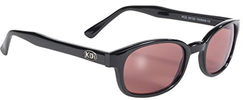 Pacific Coast Original KD's Biker-Sonnenbrille (schwarzer Rahmen/rosafarbene Gläser)
