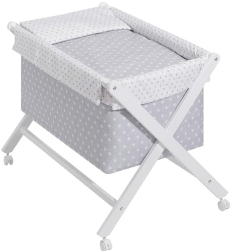 Minicuna Plegable Blanco Gris: Estructura + Vestidura + Colcha Desenfuntable + Colchón + Almohada