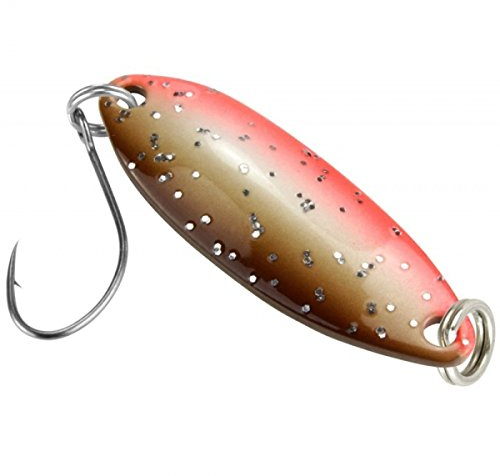 FTM Spoon Tango 1,8g Spoon Forellenköder mit Blinker rot-weiß Motoroil Glitter
