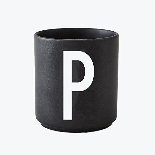 Design Letters - Becher - Buchstabentasse - Buchstabe: P - Porzellan - Schwarz - Arne Jacobsen