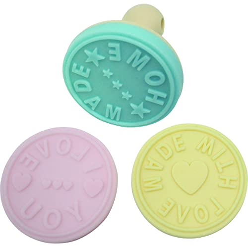 Zenker 44812 3er Set Backstempel, Keksstempel, Backstempel, Kunststoff, Silikon, Blau, Gelb, Rosa, 6 x 6 x 7 cm