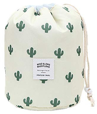 Make-up Taschen für Frauen, wasserdichte runde Reise Kordelzug Make Up Organizer Kosmetiktasche