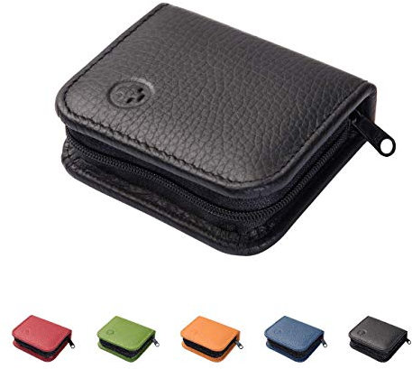 Homöopathische Taschenapotheke für Globuli, leer, Globuli-Tasche für 12 Globuli-Röhrchen (Glas), handgemacht aus echtem Leder (schwarz)